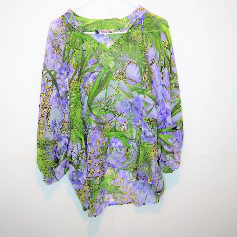 Jennifer Lopez Floral Patterned Sheer Blouse